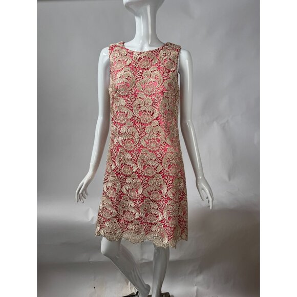 Eliza J Womens Sleeveless Lace Overlay Shift Dress Pink & Ivory Size 6 - Picture 7 of 16